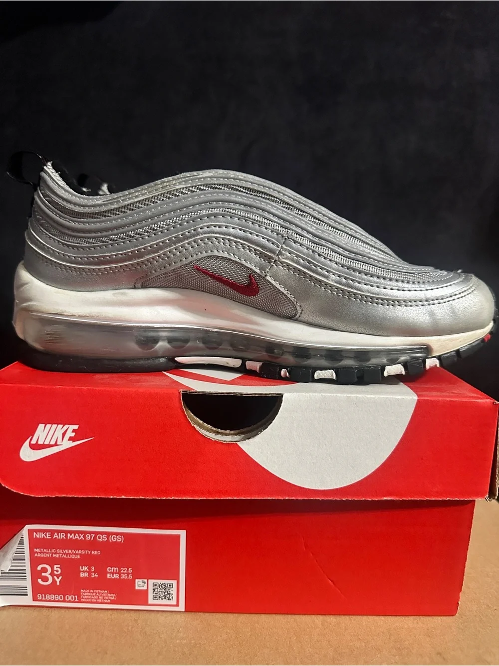 Nike Air Max 97 Silver with Red Swoosh